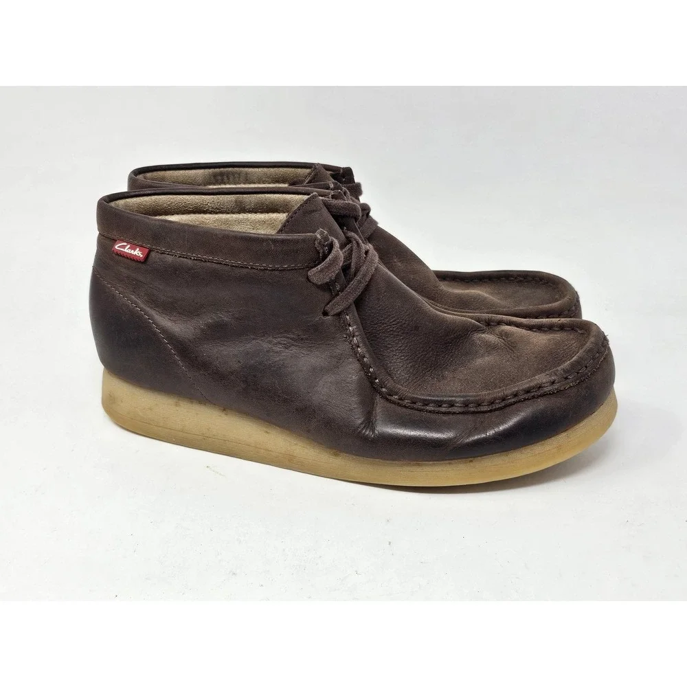 Clarks Shoes Mens Size 9 Brown Leather Moccasin Chukka Crepe Sole Casual